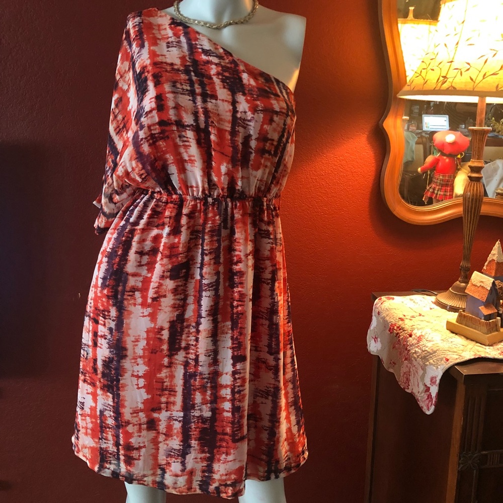 Ya Los Angeles red and blue print dress